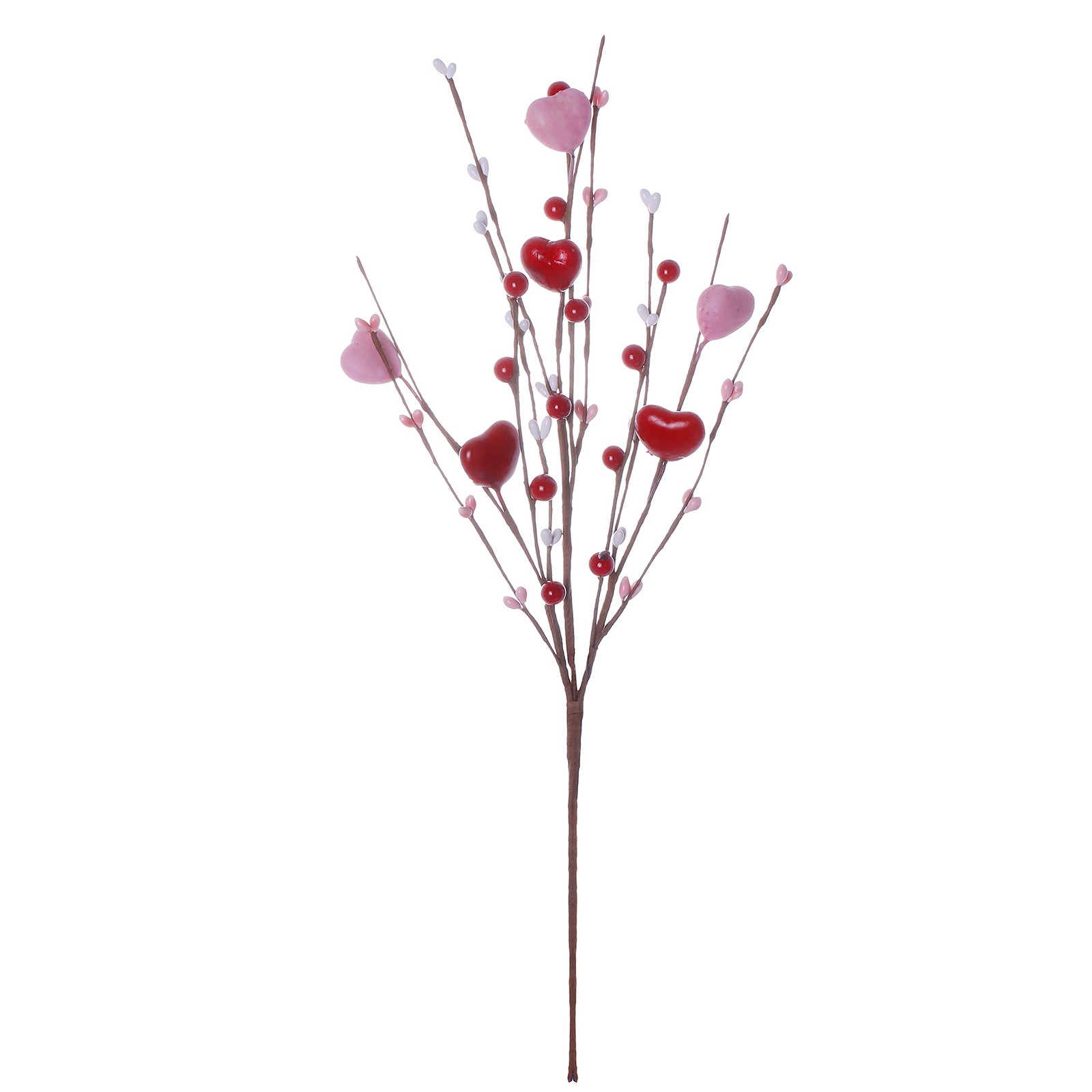 6 Pack Valentine Floral Picks Heart Berry Stems 17 Inch Decorations