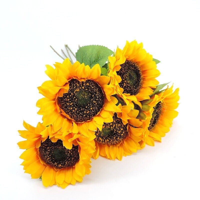 Yellow Artificial Flowers Silk plastic Sunflowers fake flower Family Room Vases