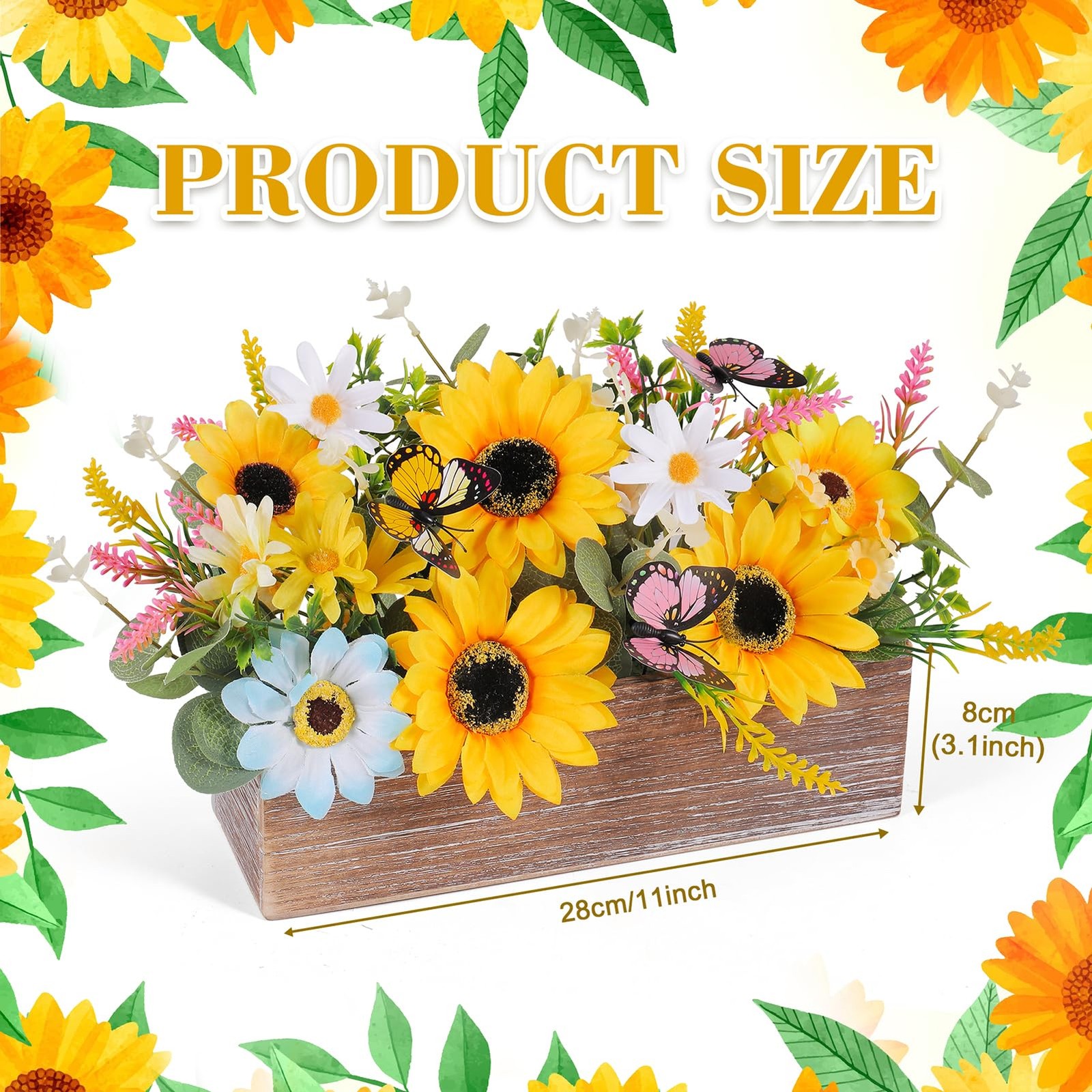 Summer Sunflower Table Centerpieces Rustic Artificial Floral Arrangements Woo…