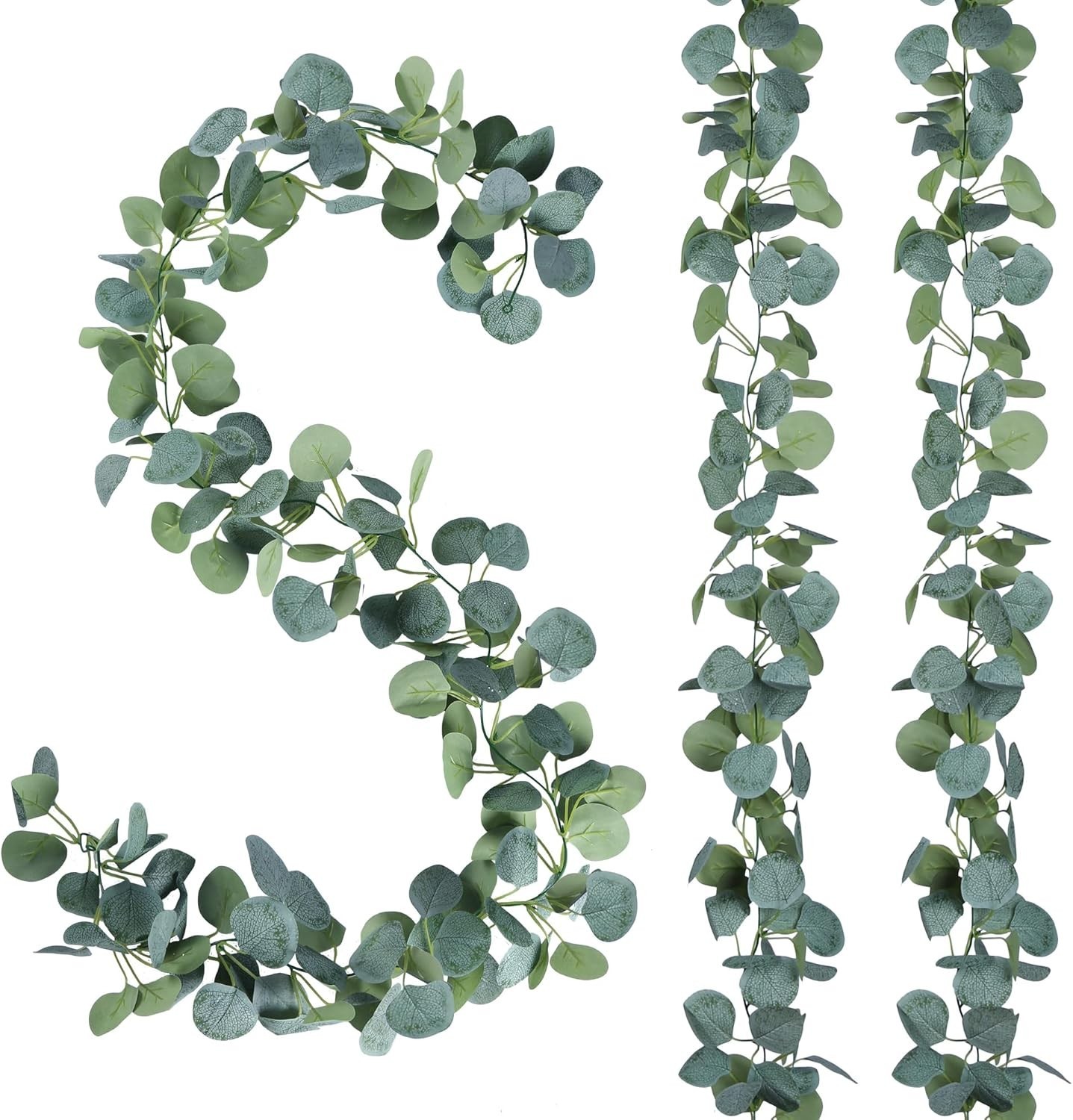 2 Packs Artificial Eucalyptus Garland Greenery Leaves Handmade 3D Silk Vines