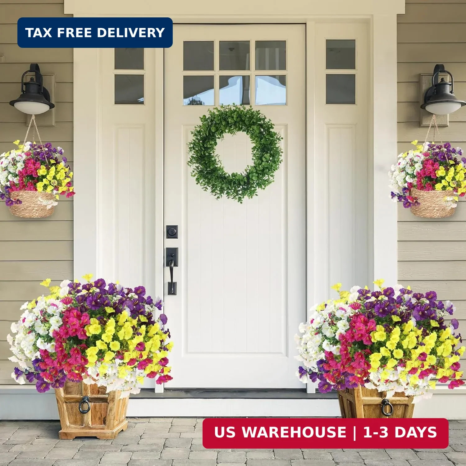 Artificial Flowers for Outdoors 12 Bundles Realistic Faux Plants UV Resistant Fa