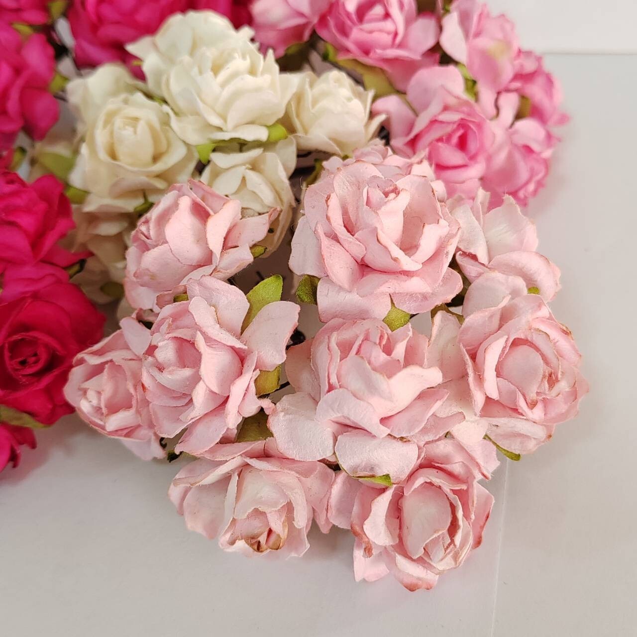50 Mix in Pink Tone Artificial Flowers Rose Flower Paper Flower size 30-35 mm