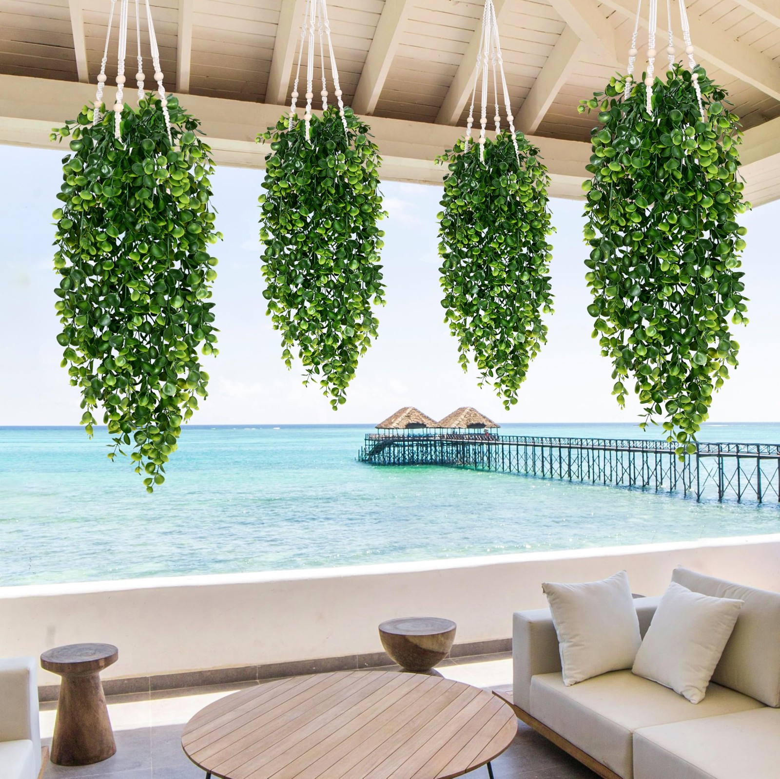 4 Pack 30 Inch Artificial Hanging Vines Fake Plants UV Resistant for Indoor