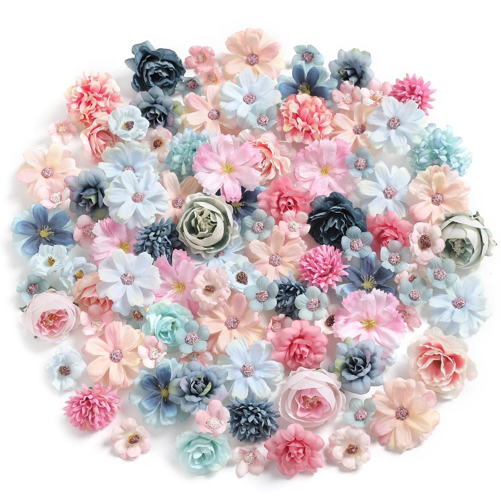 Faux Flower Heads Small Silk Artificial DIY Rose Daisy Craft Supplies 125 PCS