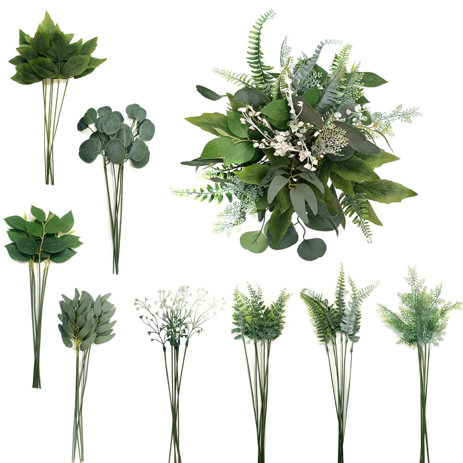 Greenery for Centerpieces, 48pcs with 8 Kinds of Fake Greenery Faux Greenery …