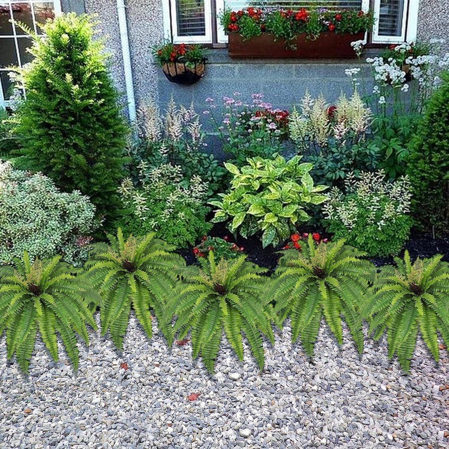 Artificial Ferns for Outdoors & Indoors, 40in Large Faux Ferns 39 Fronds Fake…