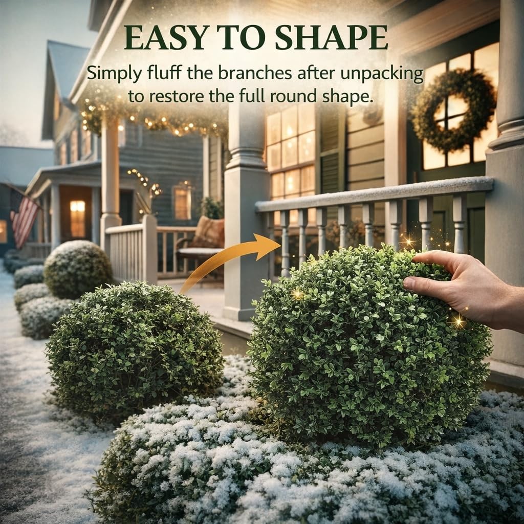 Real Touch Leaves Artificial Topiary Trees, 24″ T with 17″ W Faux Boxwood, Se…