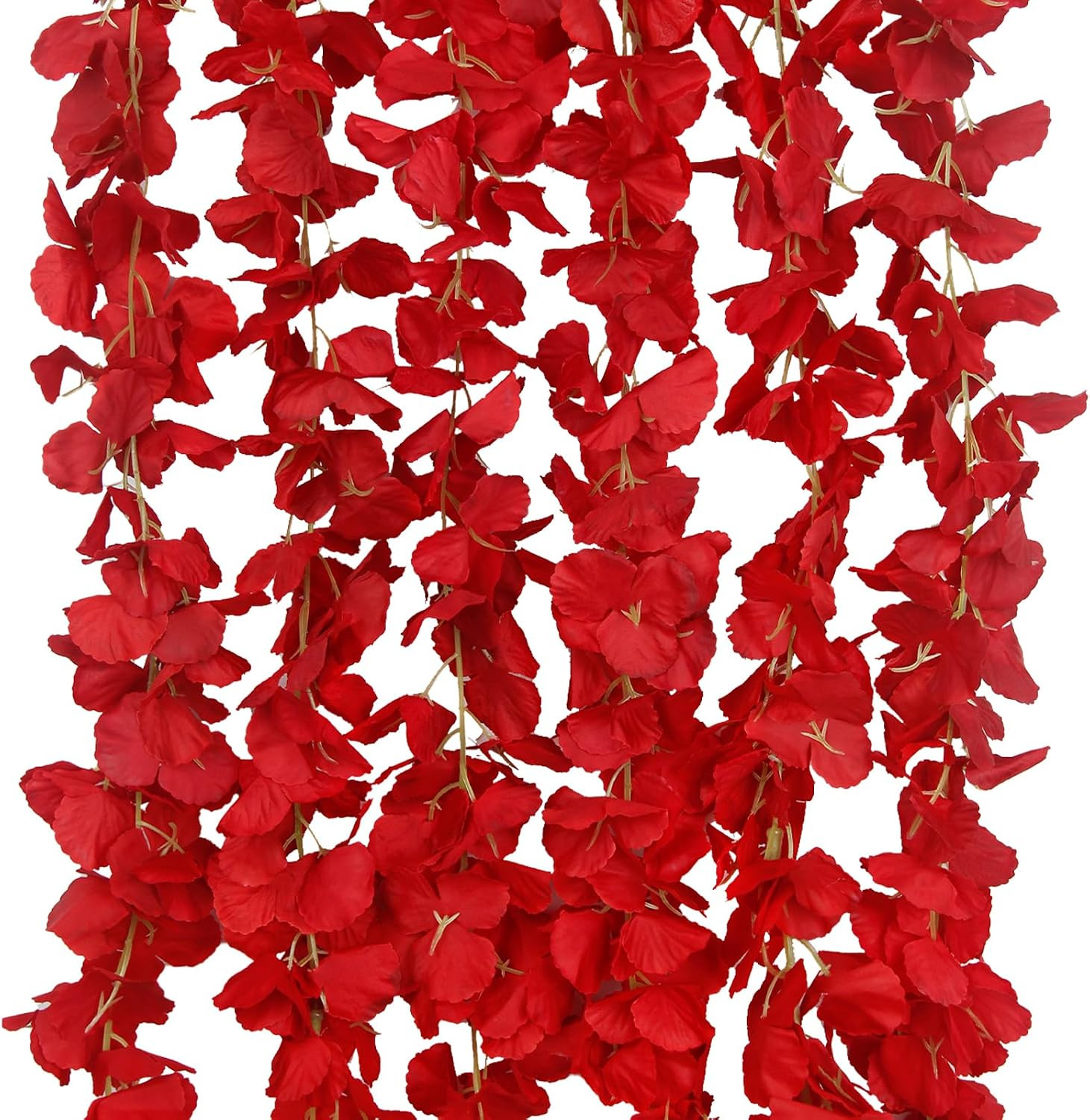 6 Pcs Wisteria Flower Garlands Red Artificial Wisteria Hanging Flowers 6.7 Feet