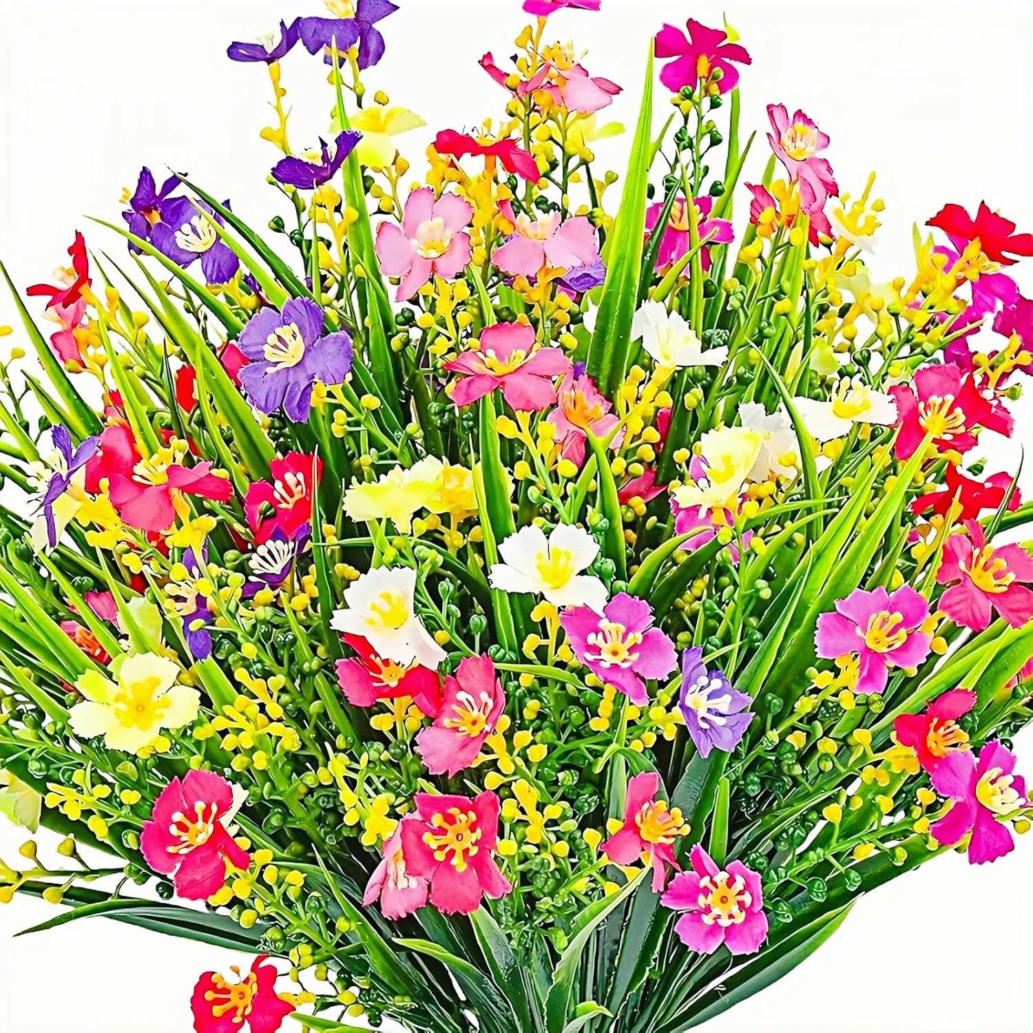 12 Bundles Artificial Plastic Flowers Outdoor UV Resistant Faux Wildflower Daisy
