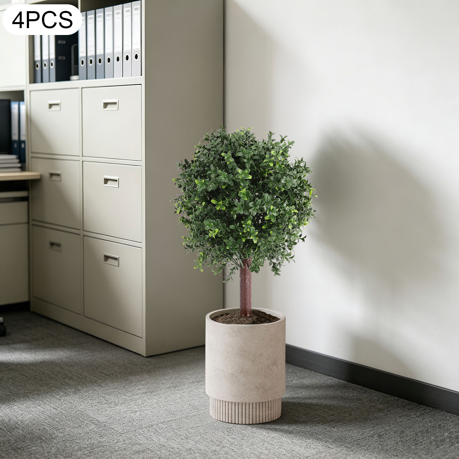 4 Pcs 25.6inch Artificial Boxwood Topiary Ball Trees with Ground Spikes