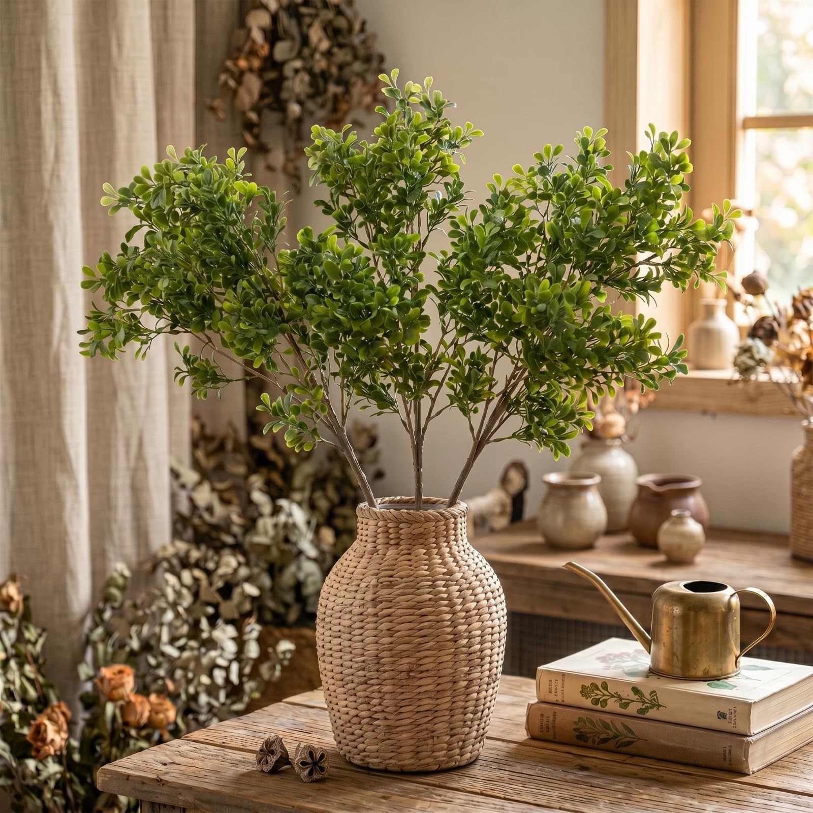 3 Pack 27.7 Inch Artificial Eucalyptus Stems Realistic Fake Greenery Plants E…