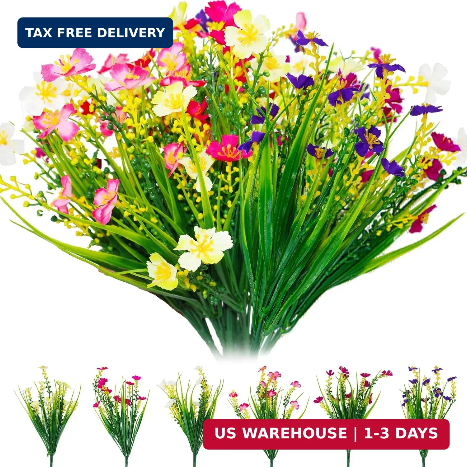 12 Bundles Artificial Outdoor Flowers Fake Silk Plants Spring Decoration Indoor