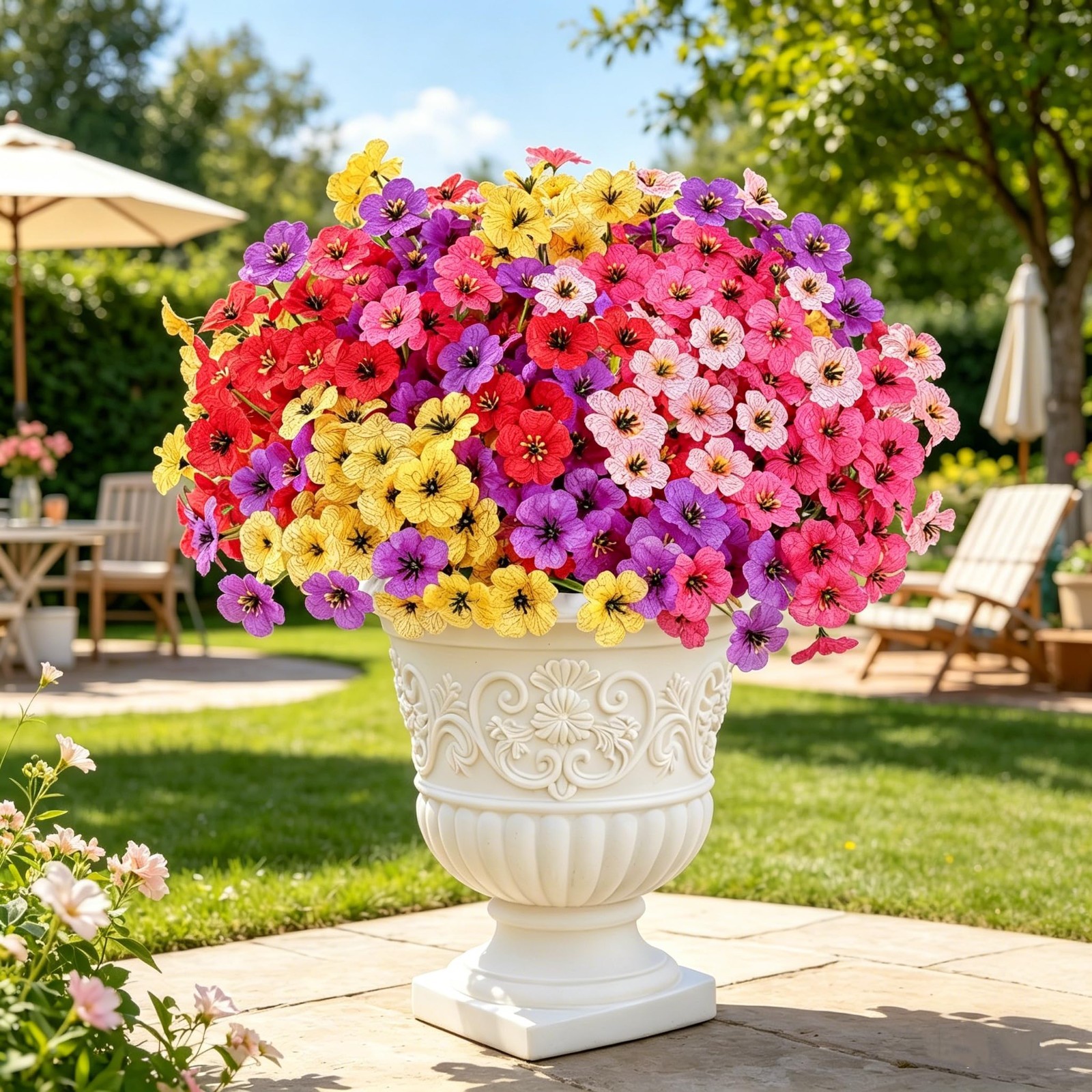 20 Bundles UV Resistant Artificial Flowers – No Fade Faux Plants for Garden Deco