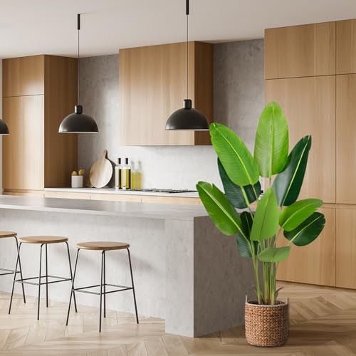 Artificial Bird of Paradise Plant 5.2Ft Fake Tropical Palm Tree with 5ft 1pack