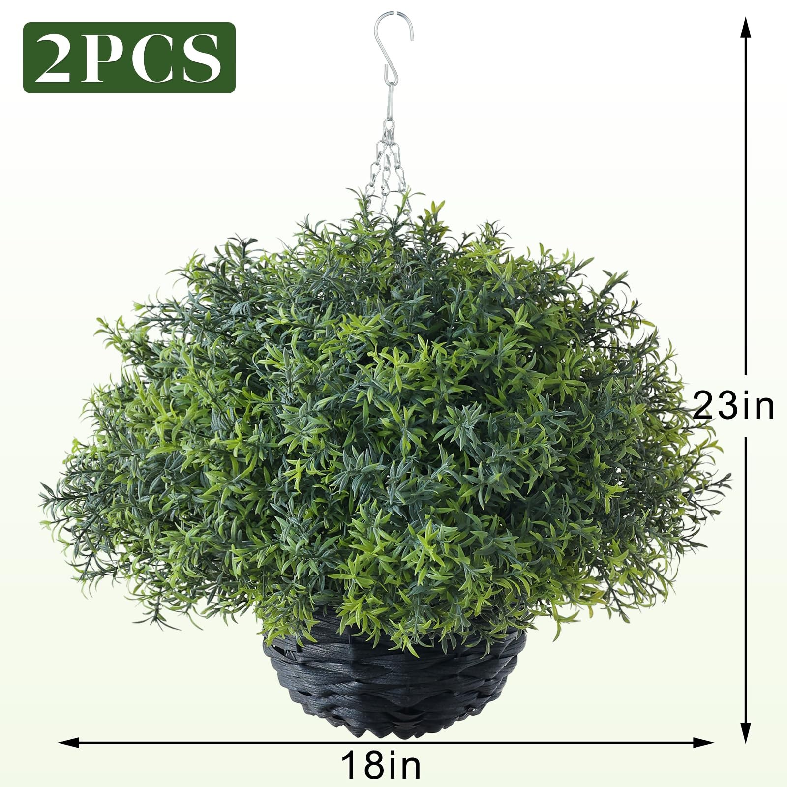 Artificial Rosemary Hanging Basket – 2 Sets with Baskets, Hanging Plants Faux…