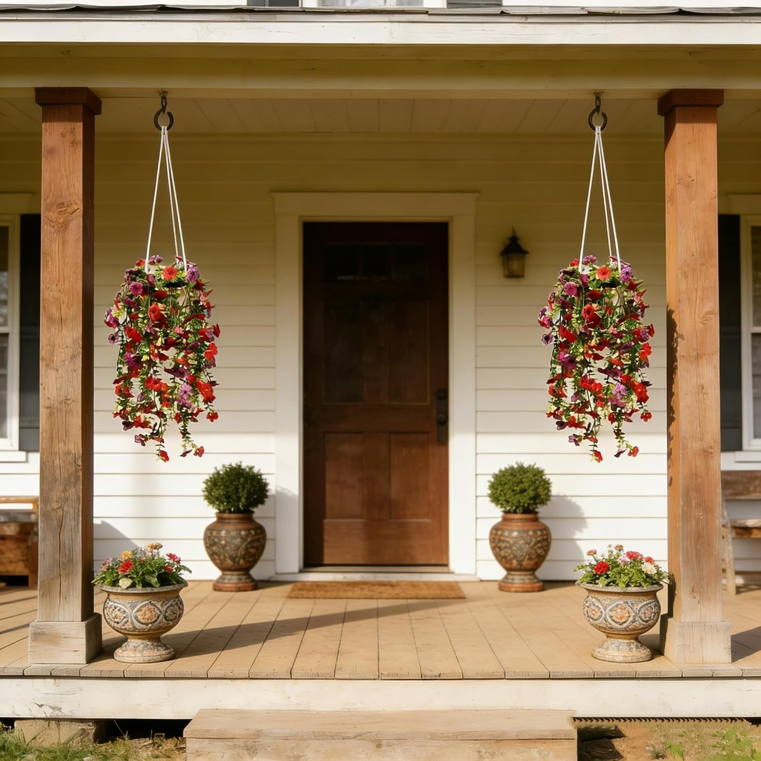 Colorful Silk Fake Flowers with Planter – Easy Installation & Maintenance-Free