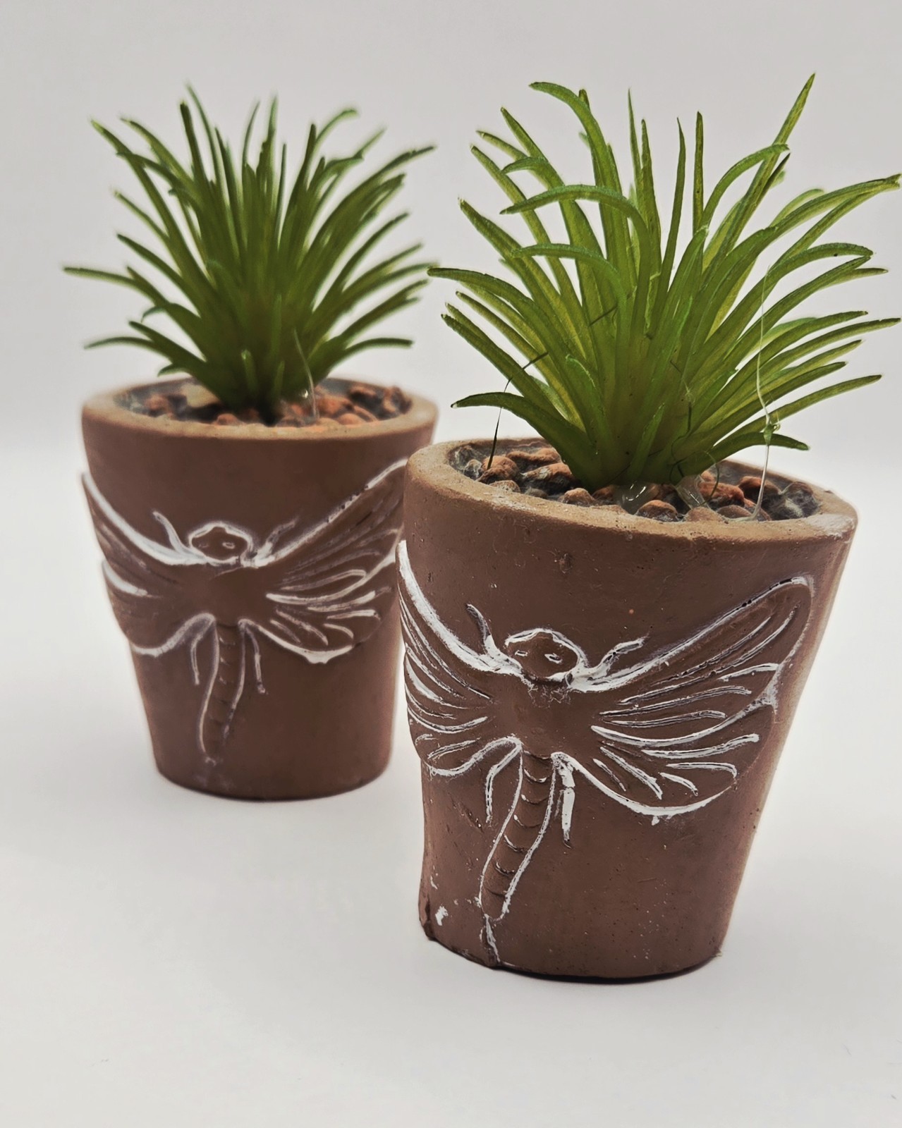 3 Inch 2 Pack Decorative Artificial Succulent – Dragonfly Pattern Terracotta