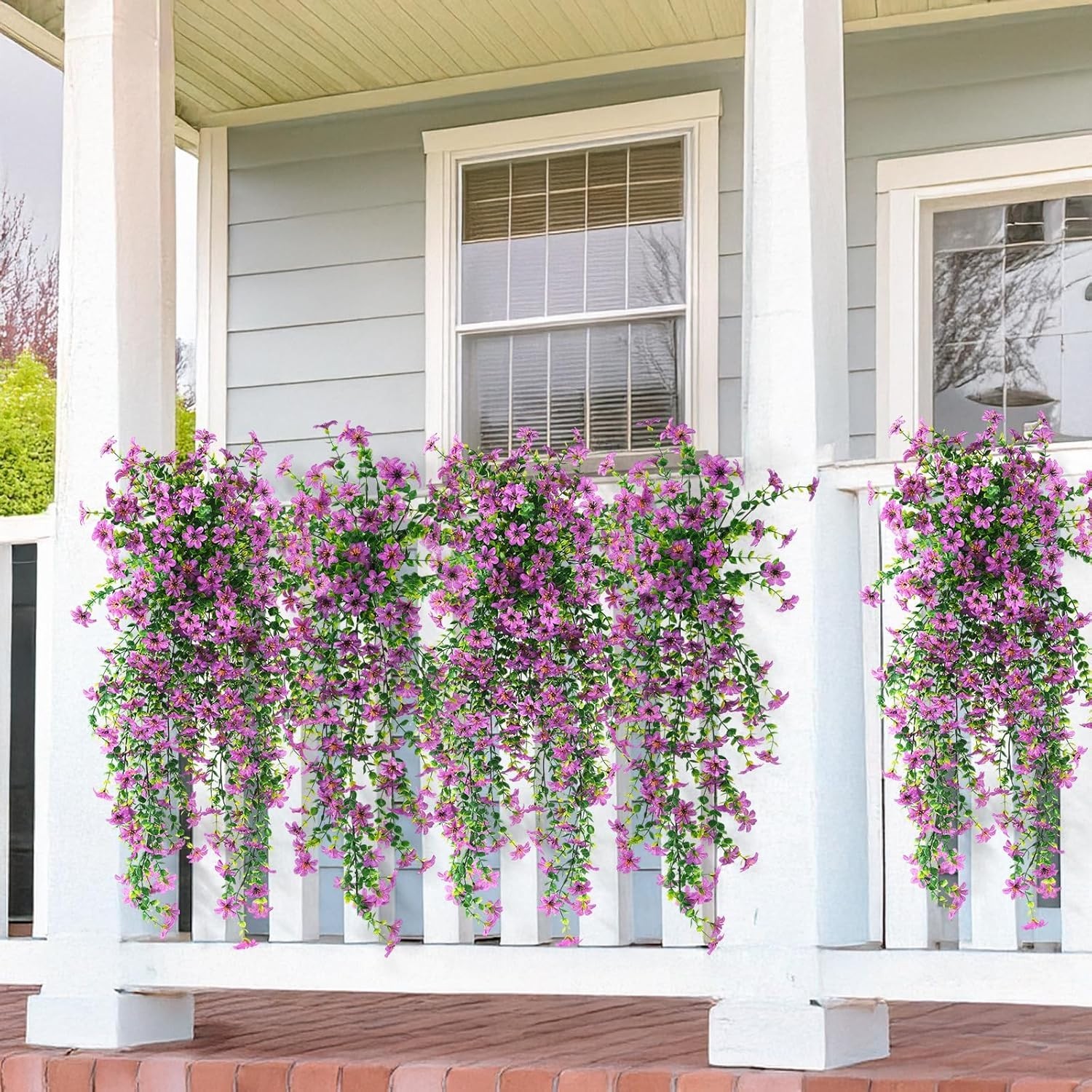 Artificial Fake Hanging Flowers Plants for Outdoor Spring Decoration,2 PCS Fa…