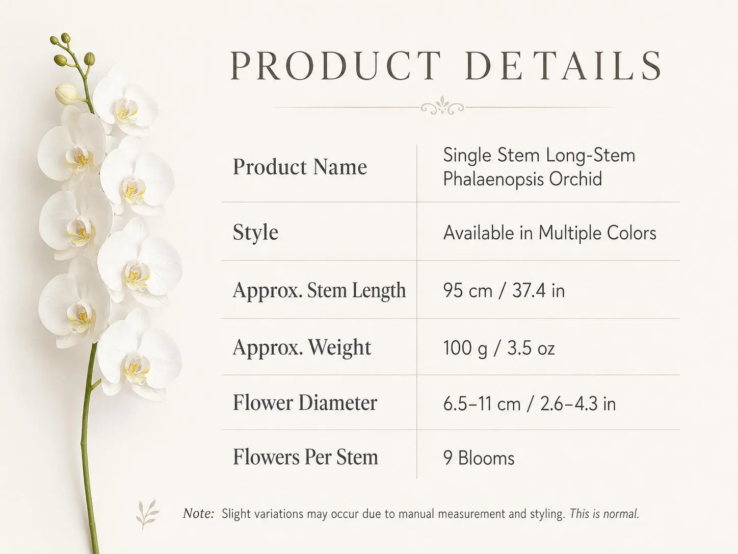 Artificial Phalaenopsis Orchid Stem, Pink Faux Long Stem Flower for Vase