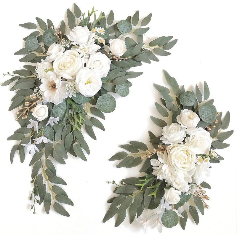 Artificial Flower Wedding Arch Decor Silk Foam Floral Swag Set W/ Clips Ties New