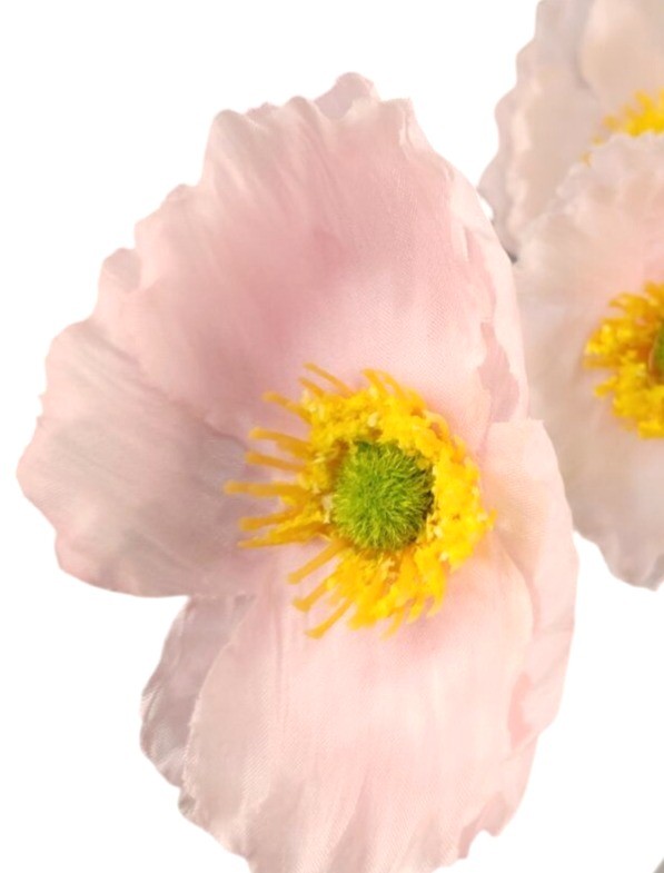Artificial Silk Poppy Flowers Lavender White Pink Faux Wildflower Bouquet 6 Stem