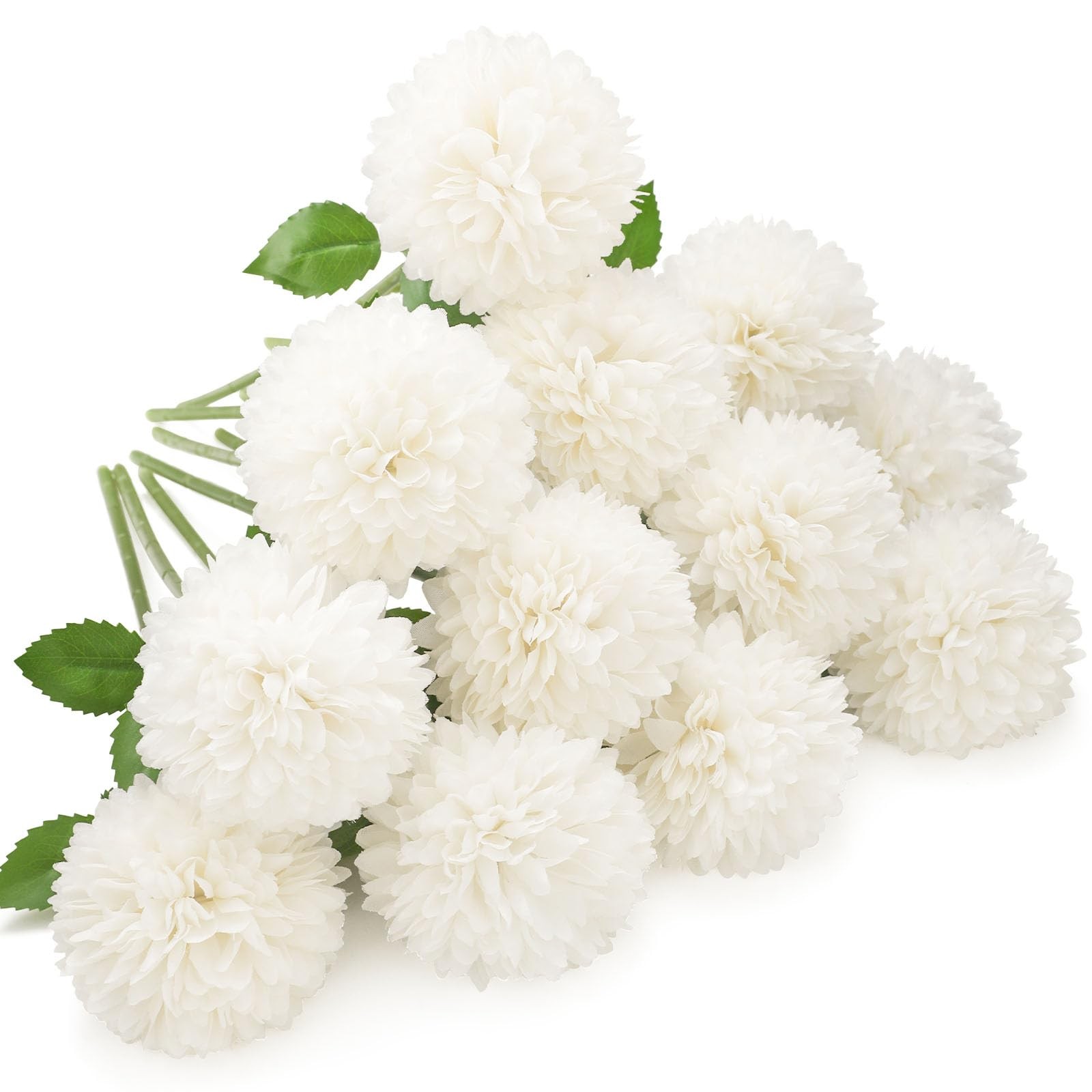 12pcs Artificial Chrysanthemum Ball Flowers Silk Hydrangea Bridal Wedding Bou…