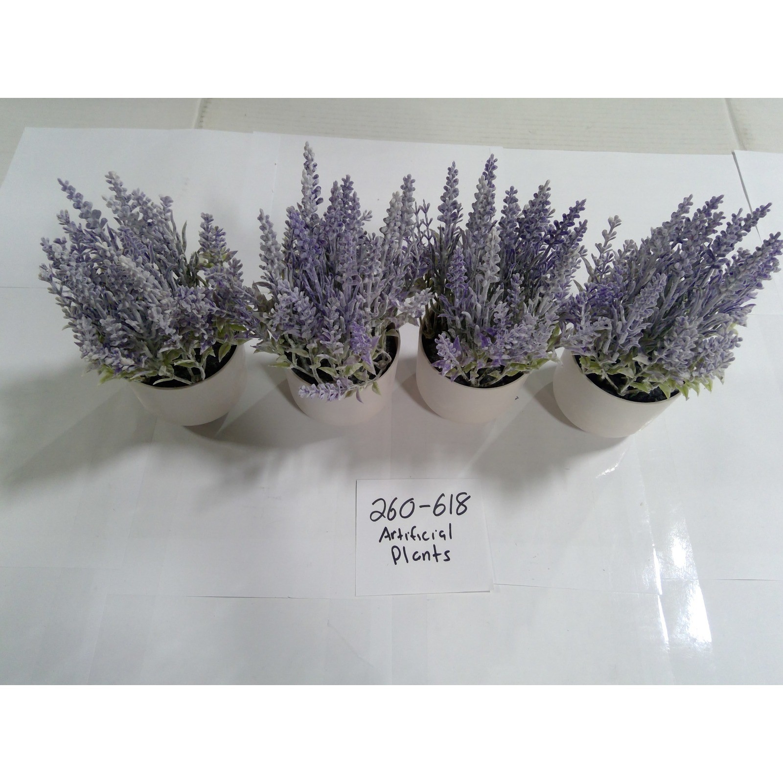 Unbranded Artificial Lavender Plants Set of 4 Purple White Pots Excellent Decor