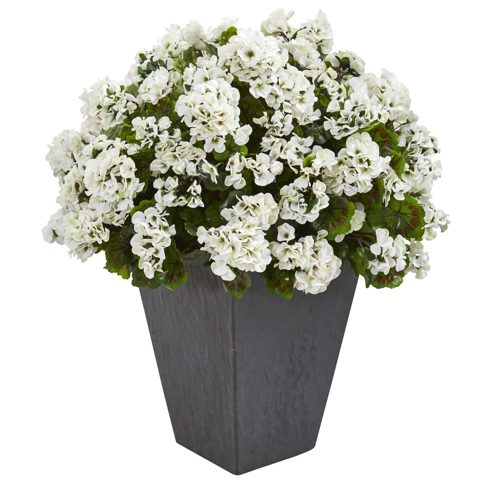 33’’ Geranium Artificial Plant in Slate Plater UV (Indoor/Outdoor). Retail $253