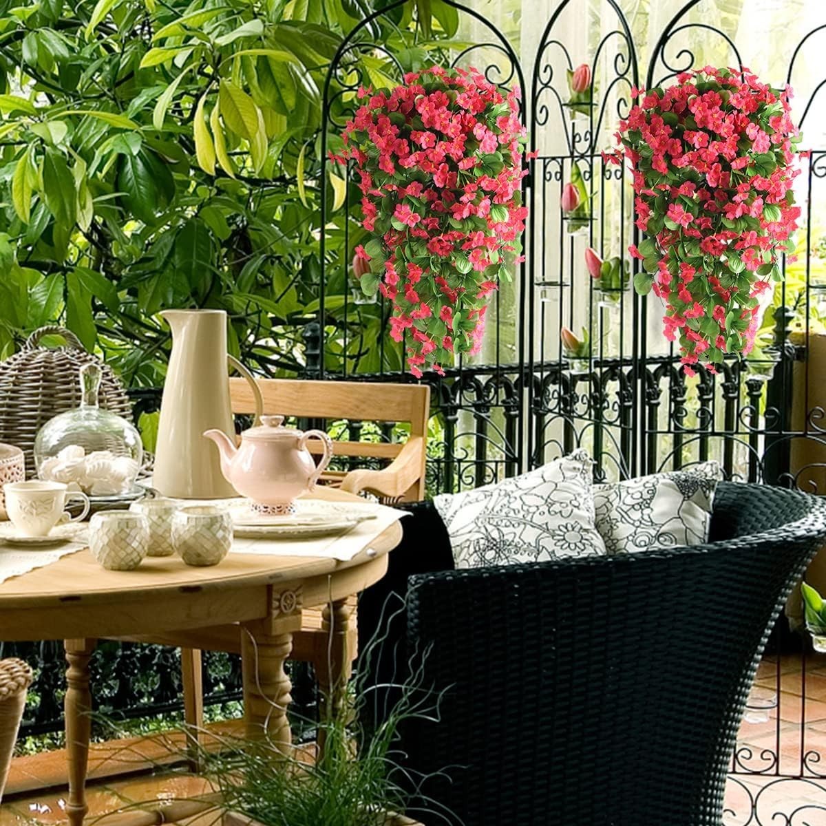 Realistic 2PCS Faux Silk Trailing Vines for Beautiful Outdoor Decoration