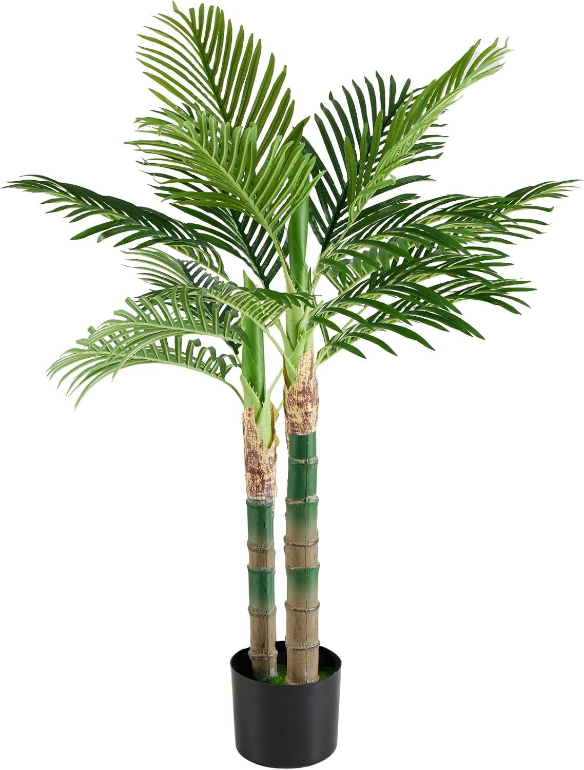 Artificial Realistic Faux Floor Plant with Lifelike Leaves in Black Planter Pot