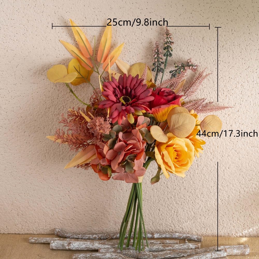 Artificial Fake Silk Plant Floral Table Centerpiece Autumn Red Wedding Decor