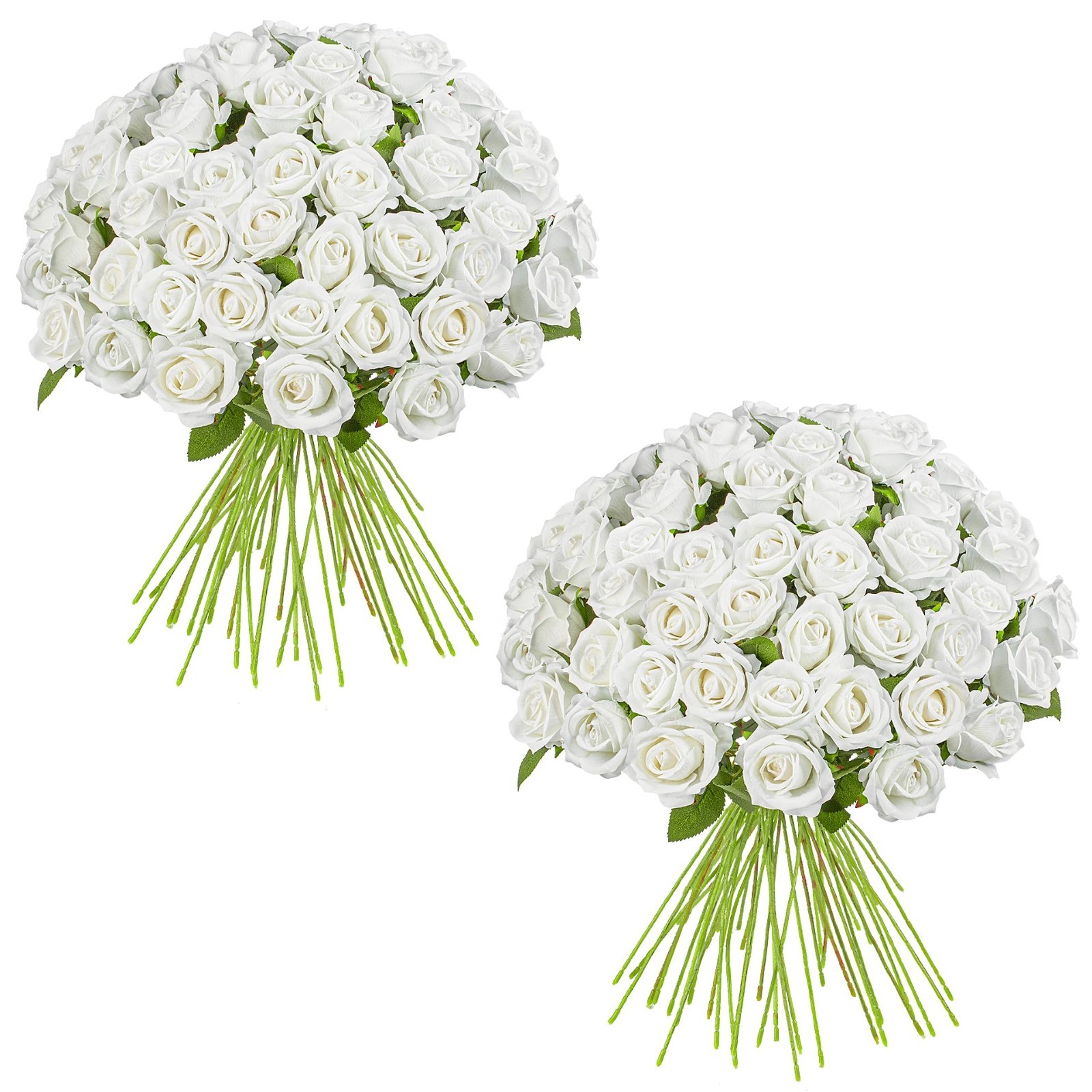 100PCS White Artificial Silk Roses Bouquet – Wedding Centerpieces, Home Decor, D