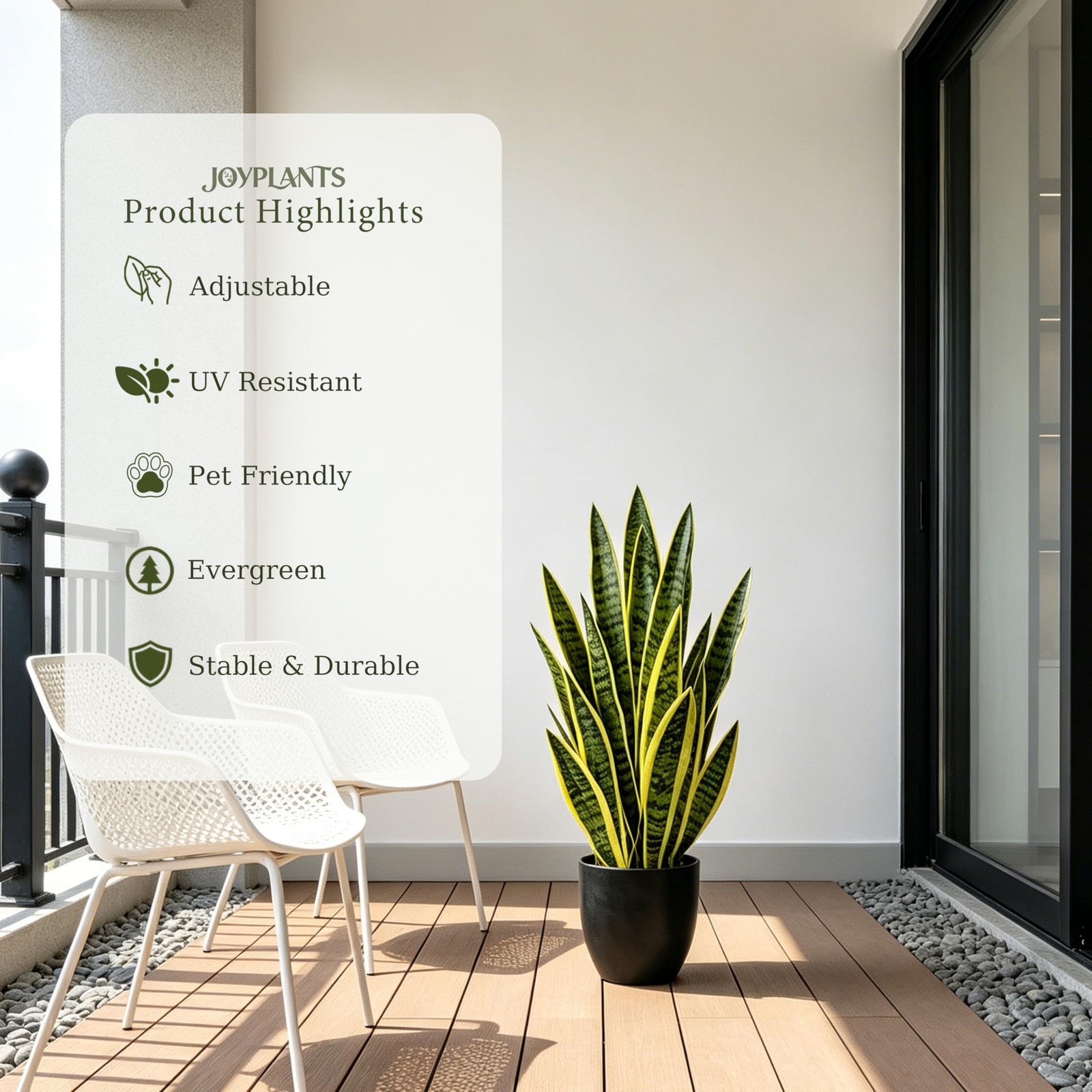 Artificial Snake Plant 2.3FT-2PCS, 27” Sansevieria Plant with Black Pot, Low…