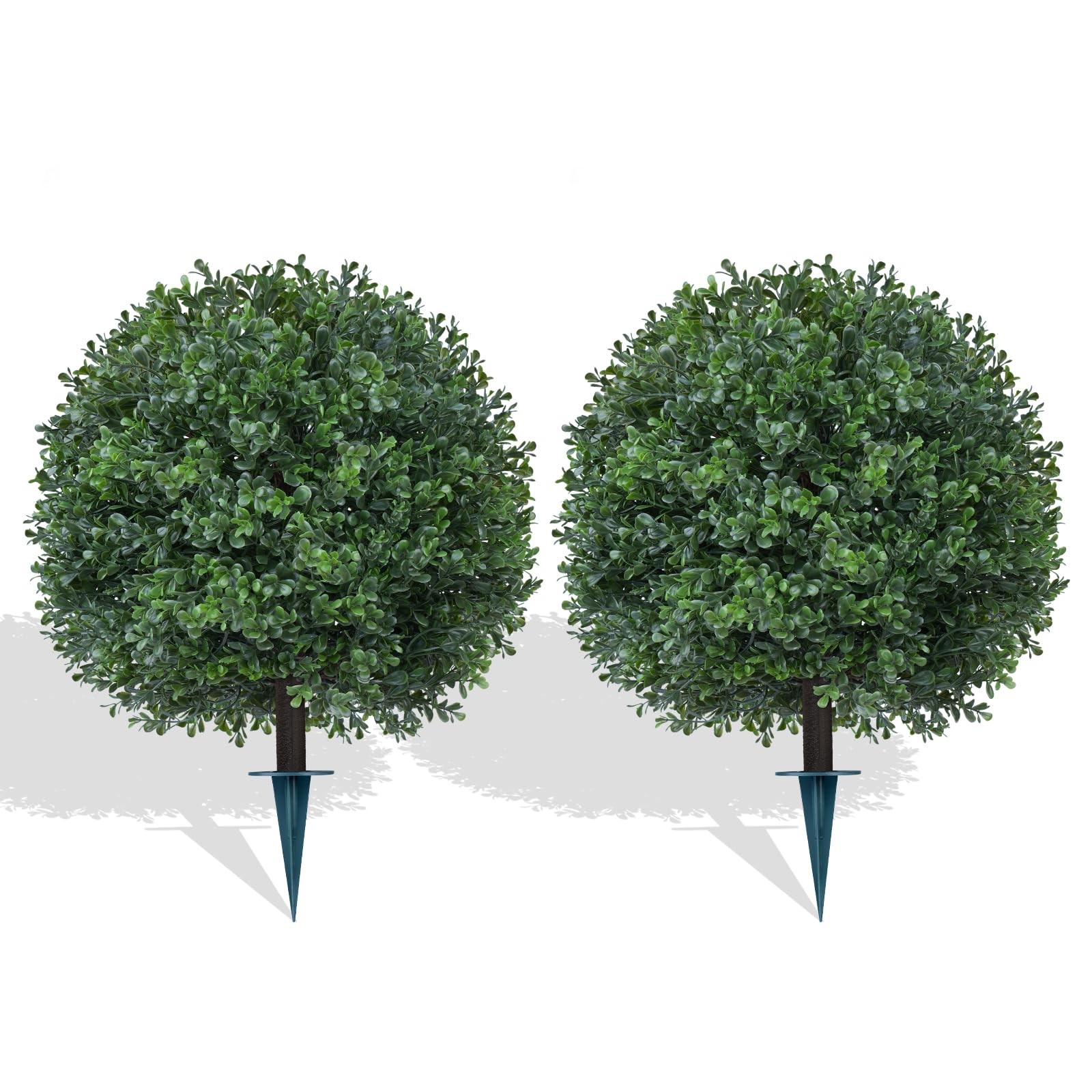 27.6 Inches Artificial Boxwood Topiary Trees, Set of 2 UV Resistant Fake Shru…