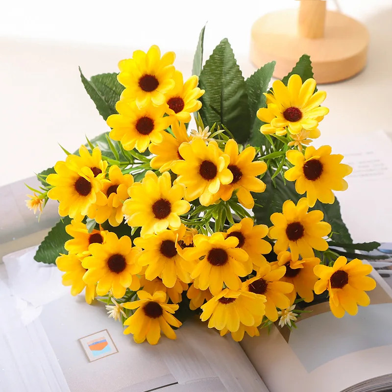 5 Fork 15Head Artificial Daisy Gerbera Flower Chamomile Flower Wedding Home Deco