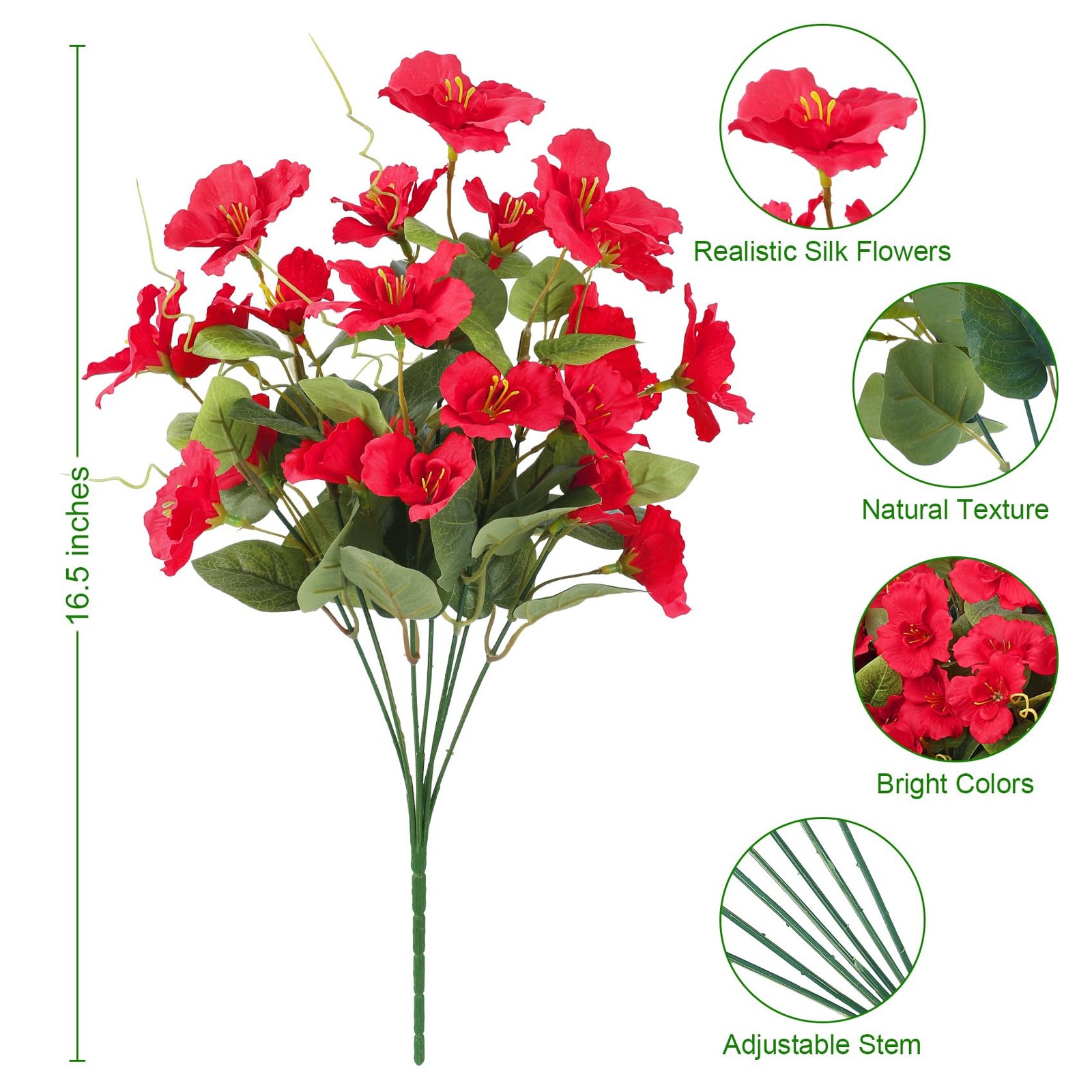8 Bundles Artificial Hibiscus Flowers for Outdoors Decoration, Faux Silk Flow…