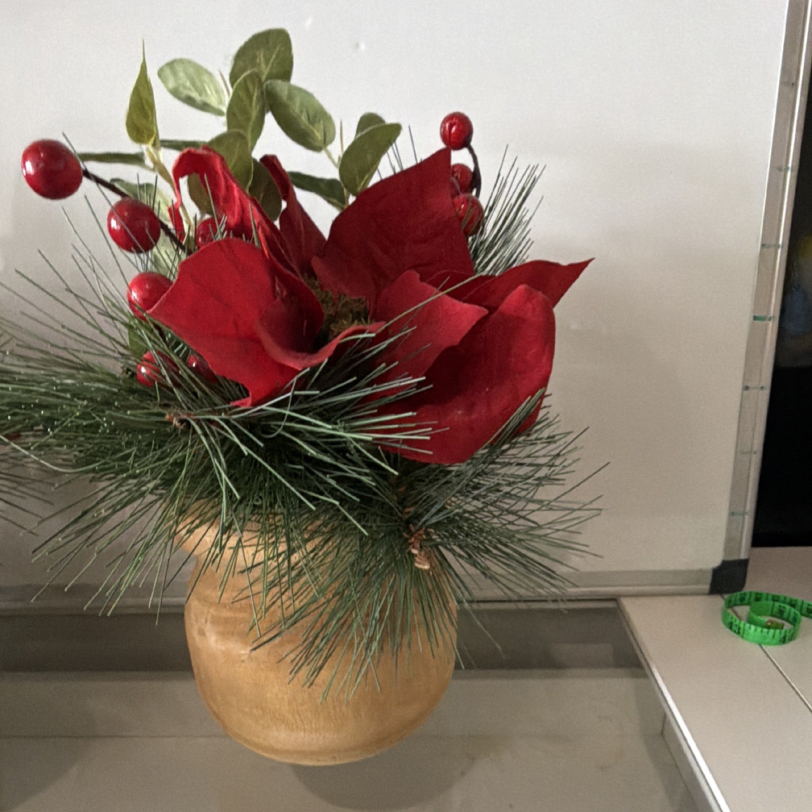 Artificial Christmas Floral Arrangement & Centerpiece Poinsettia Pine Berry Pot