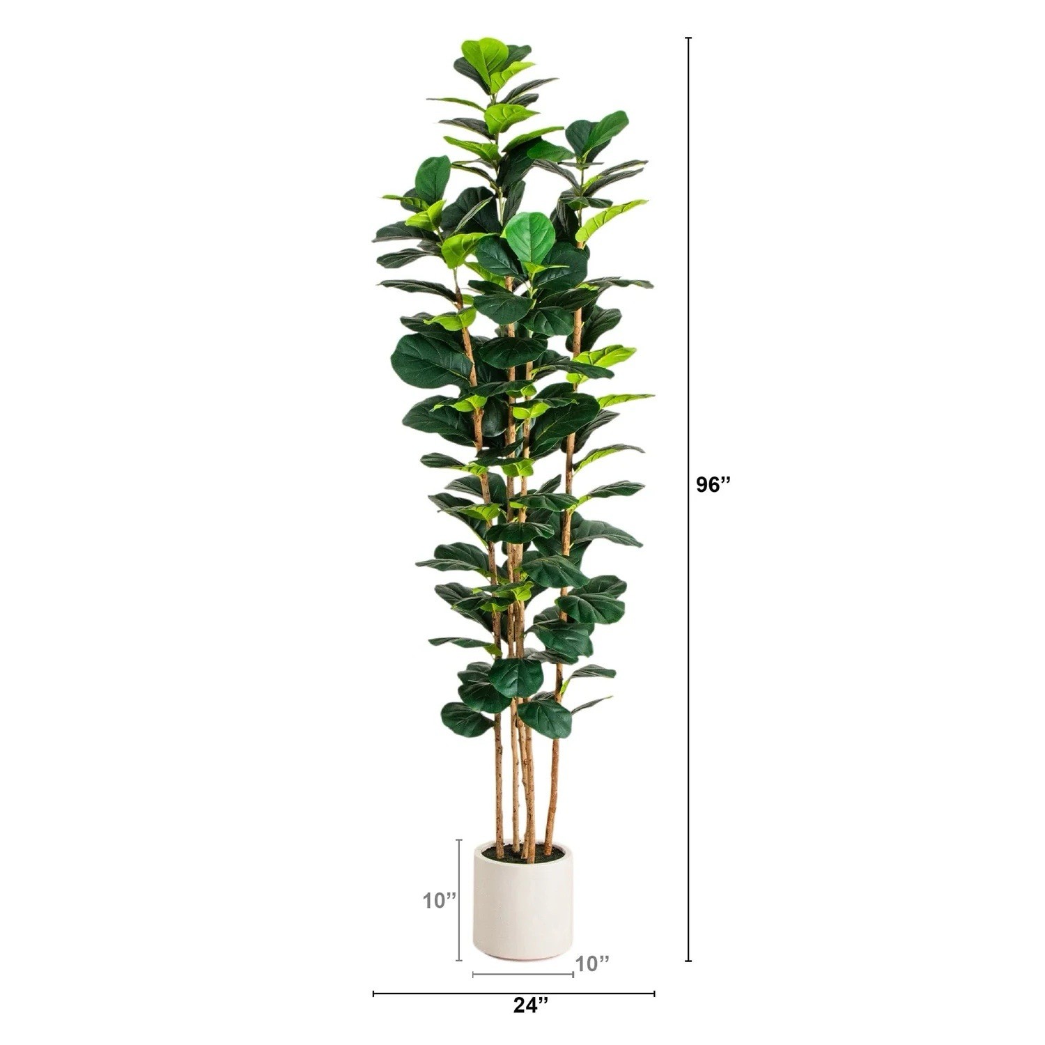 8 Ft. Artificial Fiddle Leaf Tree in Decorative White Planter. Retail $299