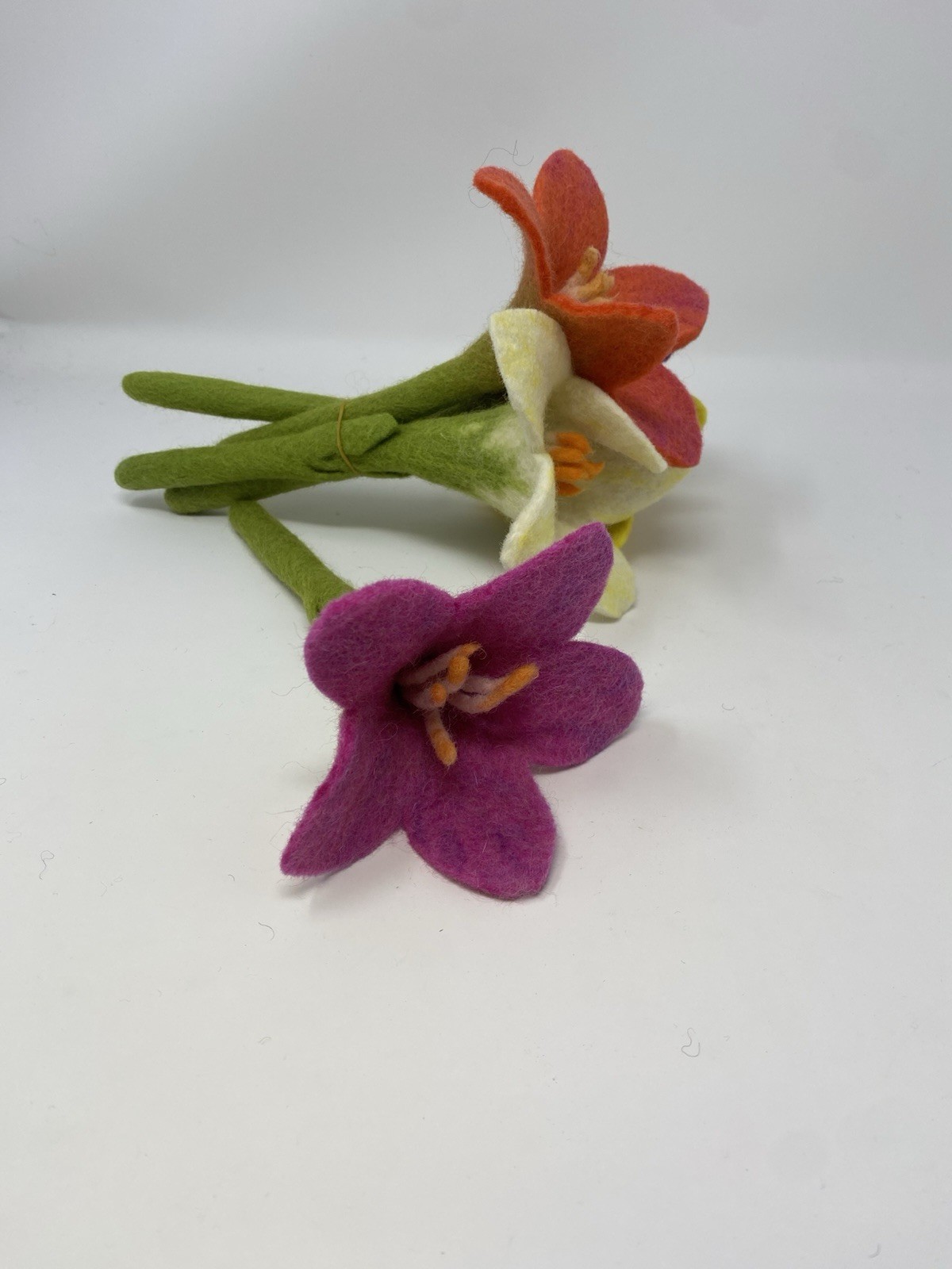 Hand Felted Flowers Bunch of Five ( Made in Nepal)