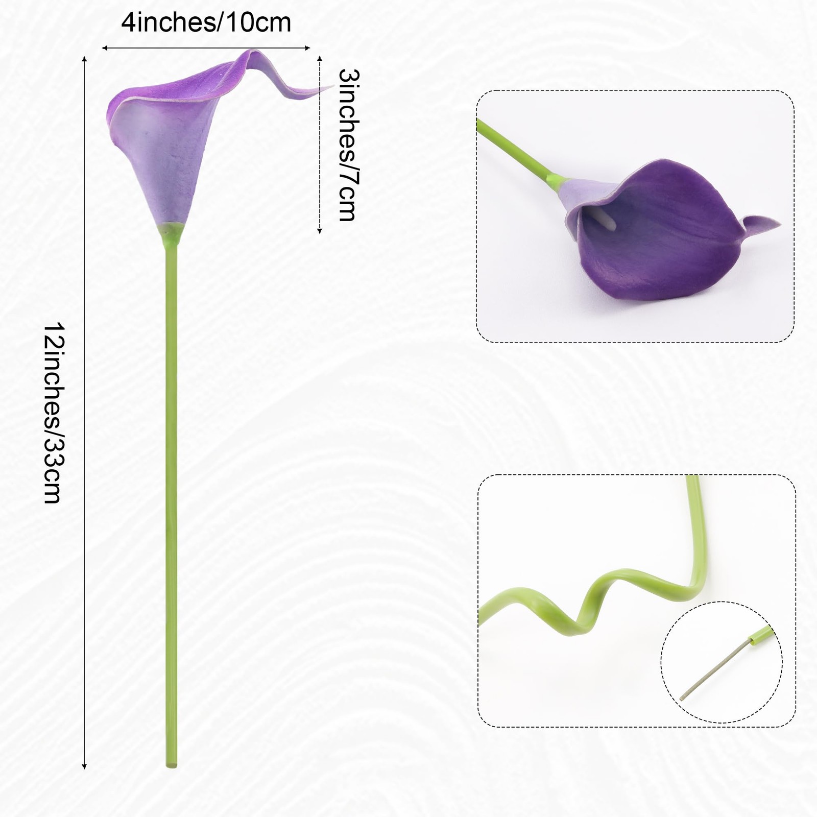 12Pcs Pruple Calla Lily Artificial Flowers for Wedding Bouquet