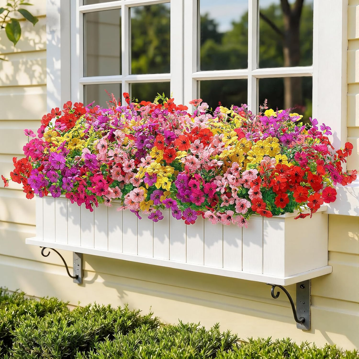 Shareconn 24 Bundles Artificial Flowers for Outdoors Decoration, Faux Plants Fak