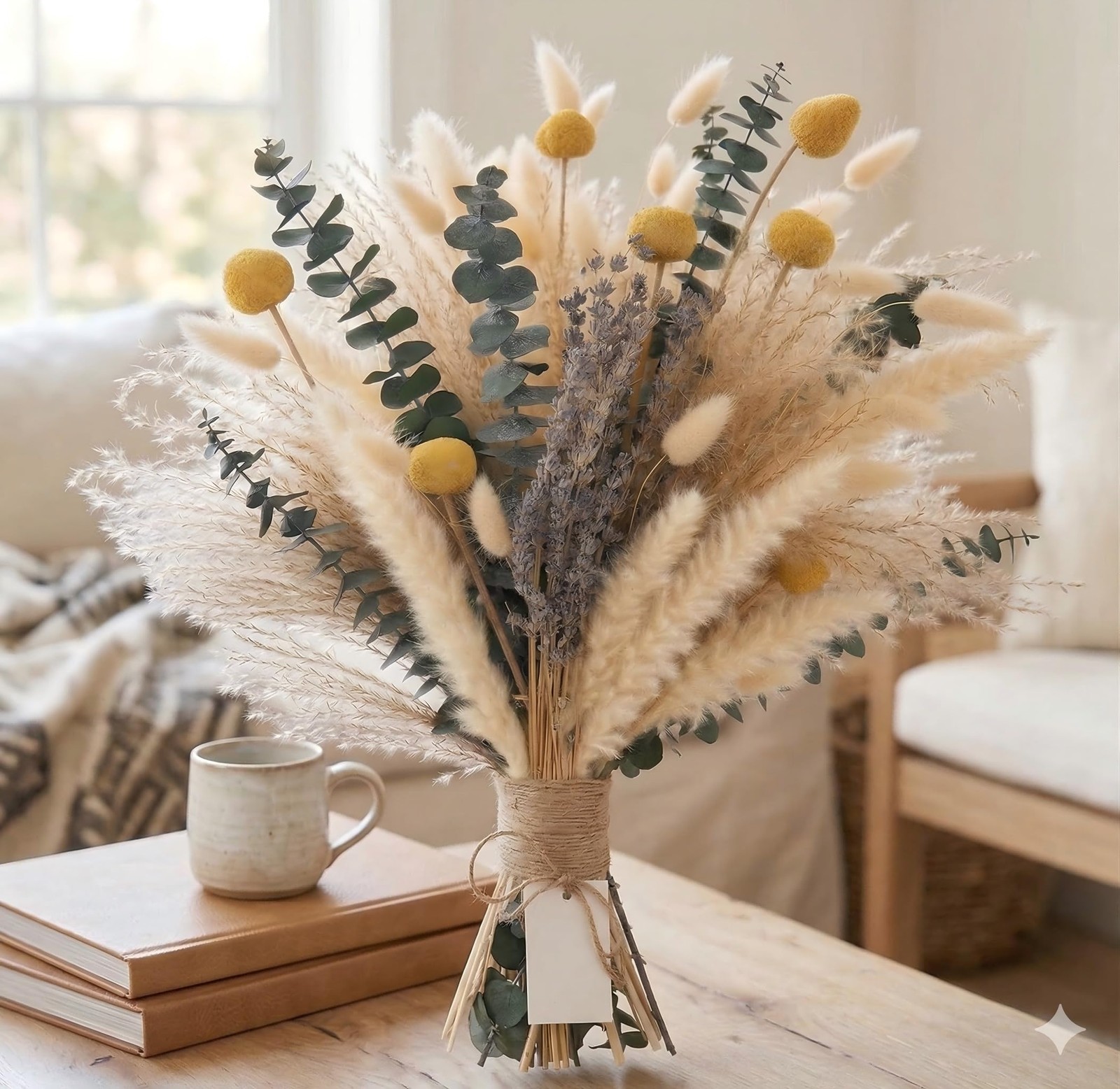 Dried Pampas Grass Bouquet – Boho Pampas Grass Decor for Home, Vase Fillers &…