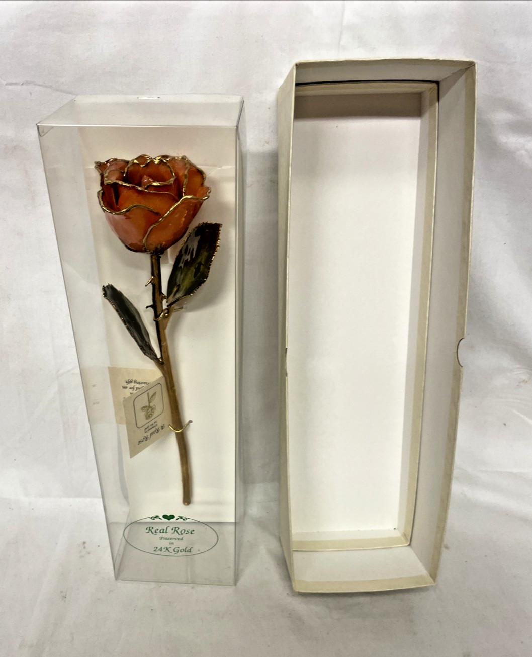THE ETERNITY REAL ROSE FLOWER DIPPED IN 24K GOLD ORGINAL BOX TAG