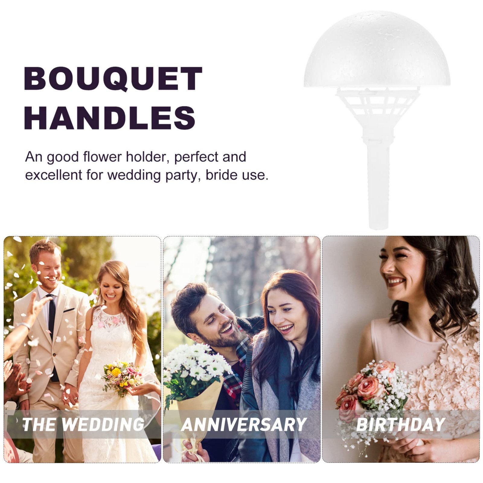 2Sets Foam Bouquet Holder Wedding Bouquet Holder Foam Floral Bridal Handle Bo…