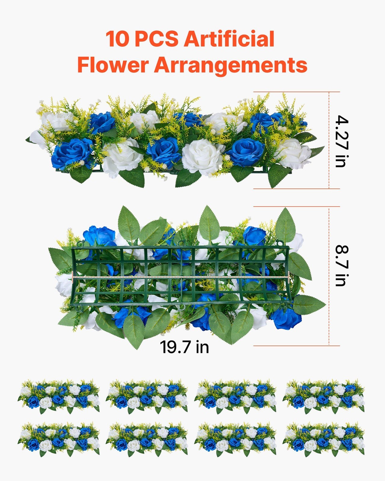 Natural Vivid Artificial Flower Balls 10PCS, 19.7×8.7in, Elegant Event Decor
