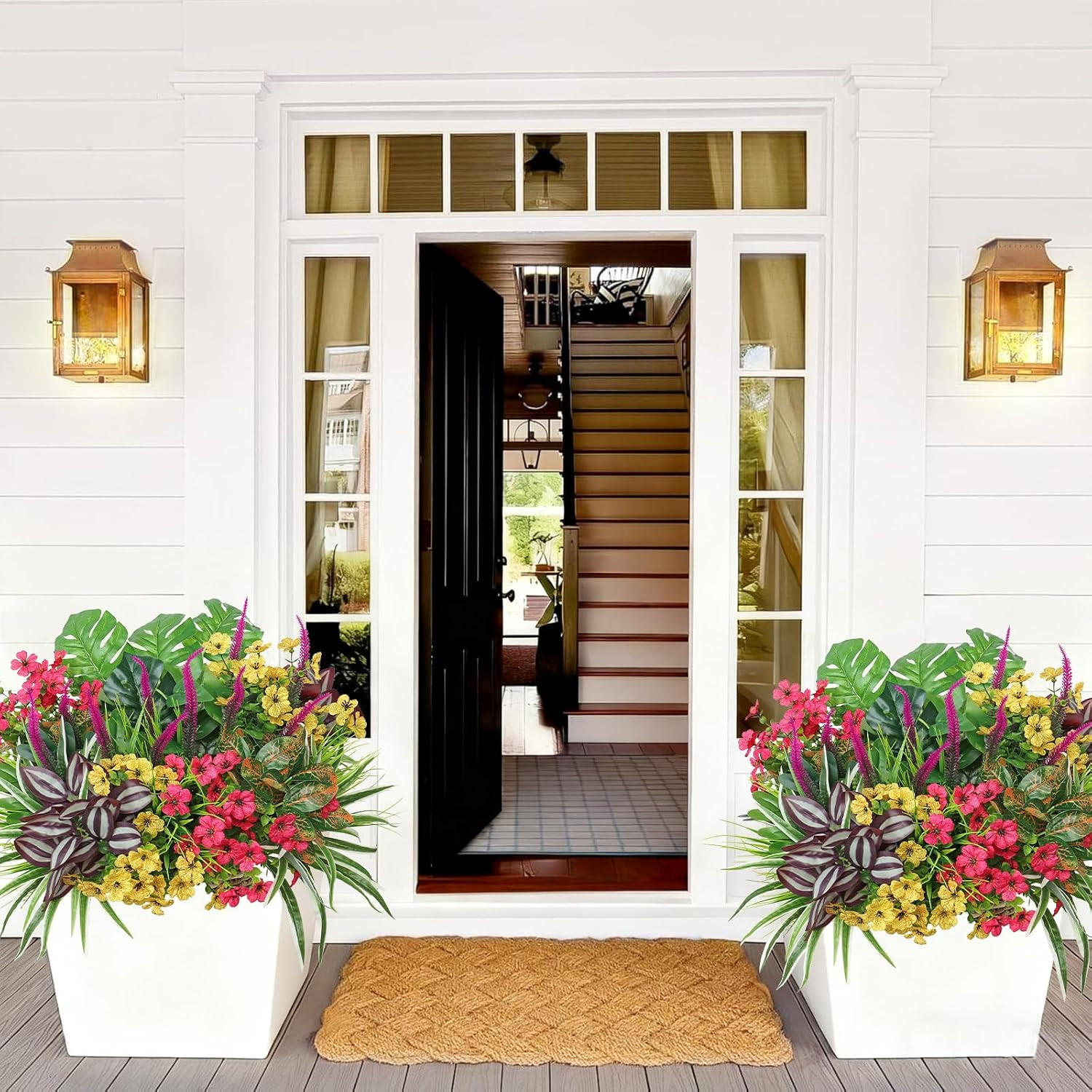 20 Bundles UV Resistant Fake Flowers for Home Garden Decor