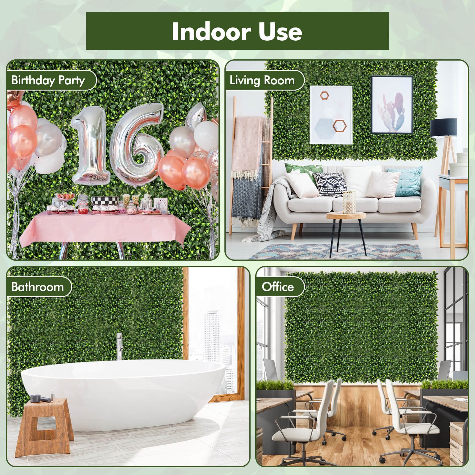 12 Pcs 20″ x 20″ Faux Topiary Gardenia Shrub Grass Panels w/Insertable Branches