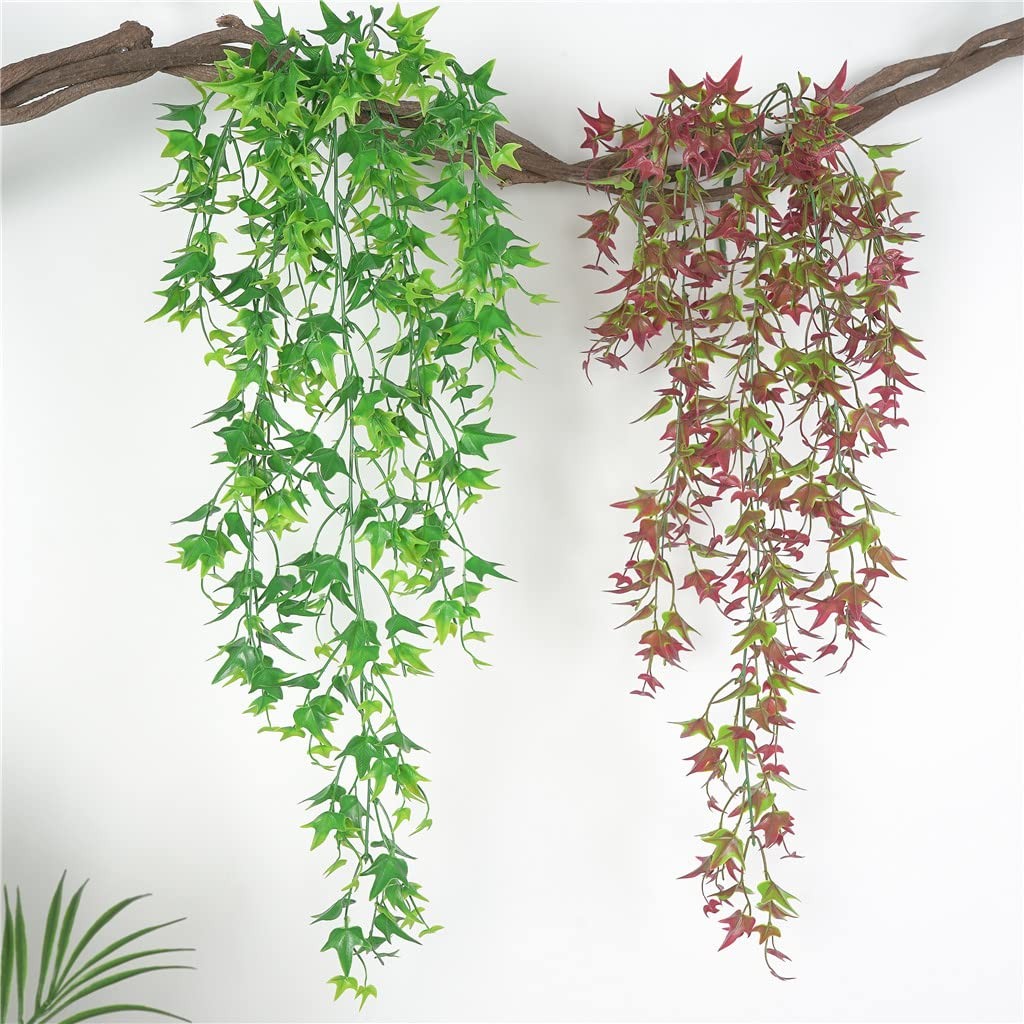 Artificial Hanging Vine, Faux Vines Ivy Leaves Outdoor Fake Hanging Plants Lu…
