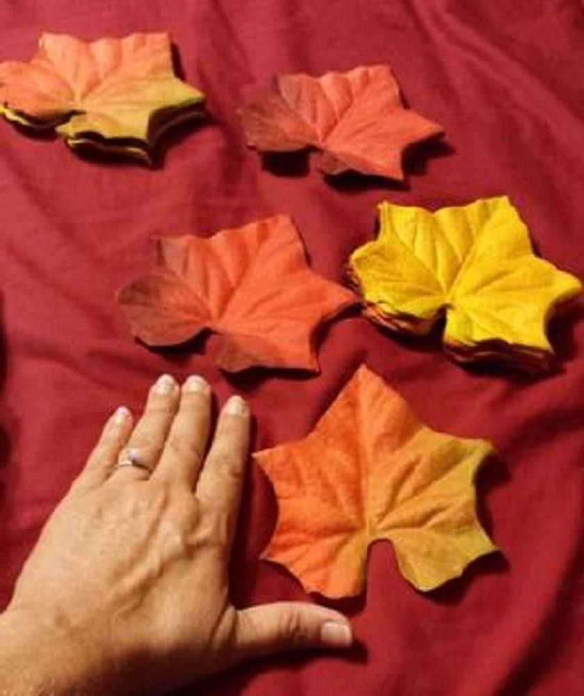 100-PC Large 4″x6″ Realistic Look Polyester Fall Leaves Decorative Accents #592