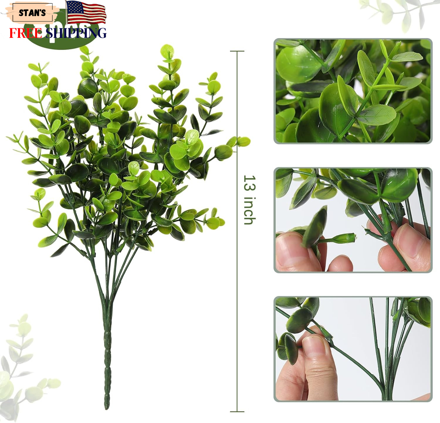 8 Bundles Artificial Bushes Greenery Plants Stems Faux Shrubs Boxwood Plants Out